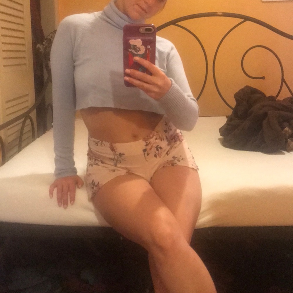 Blue turtle neck